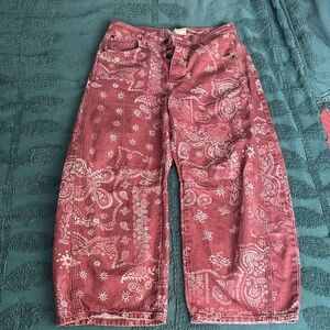 We the Free Free People good luck printed barrel jean red bandana print 29